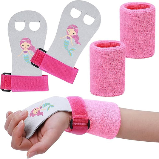 2 Gymnastics Grips Wristbands Sets for Girls Youth Kids