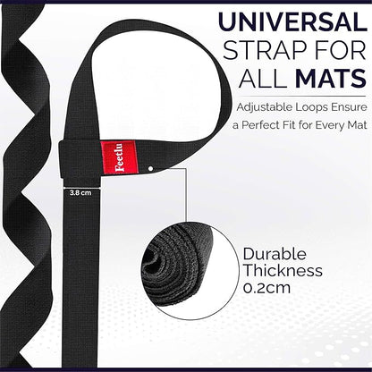 Yoga Mat Straps 2 in 1 - Cotton - Adjustable anti-slip straps for yoga, pilates, stretching, for carrying mats