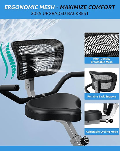 Foldable Exercise Bike Stationary Bikes for Home, 5 IN 1 Indoor Workout Bike, Cycling Bike with 16-Level Quiet Magnetic Resistance, 6.6 LBS Flywheel and 300LBS Capacity, 2025 Designed 817 X-bike