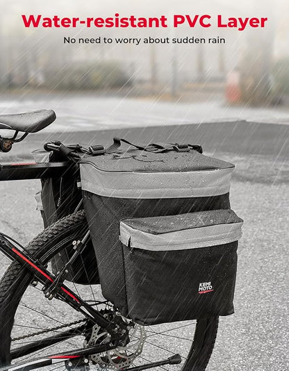 KEMIMOTO Bike Bag Panniers with Rain Cover, 34L Waterproof Bicycle Saddle Bag for Rear Rack Mountain Biking Bags Storage, Ebike Accessories for Commuter Grocery Shopping Travel Carrier, Grey