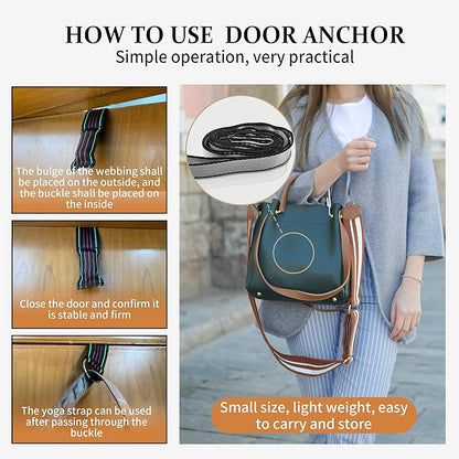 Stretching Strap Yoga Strap, 10 Loops Non-Elastic Stretch Bands Helps Women and Men Improve Flexibility for Home Workout, Physical Therapy, Pilates, Exercise, Dance, Comes with Door Anchor