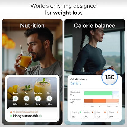 Gabit Smart Ring | Sleep, Fitness, Nutrition, Stress | 7+ Day Battery, 30+ Workout Modes, AI Health Coach, Weight Loss | Buy Sizing Kit First | Health Tracker for Men & Women | Titanium, Matte Black 8