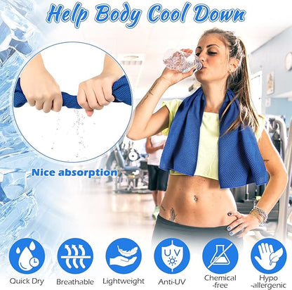 20 Pcs Cooling Towel 40 x 12 Ice Towel for Neck and Face Microfiber Chilly with Bag Breathable Yoga Gym Stay Cool Towels Sweat Rag for Workout Running Camping Pilates Beach Accessories (Royal Blue)