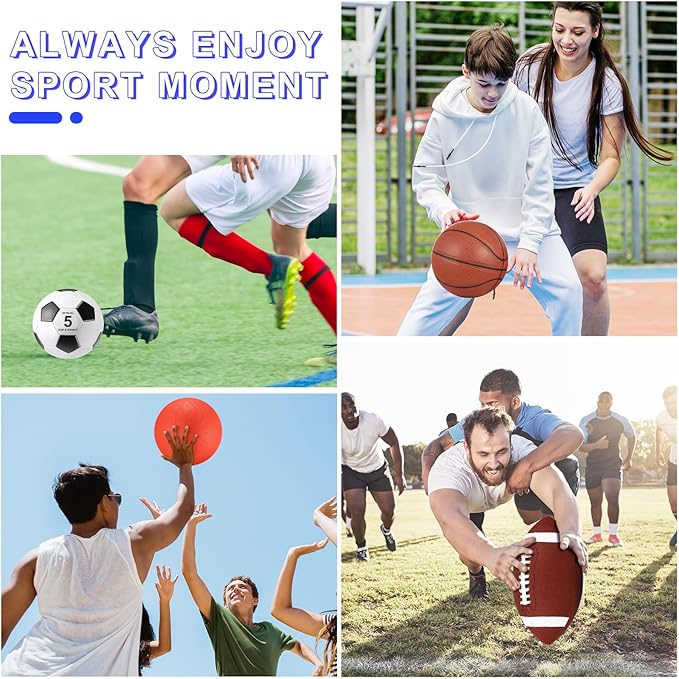 HyDren Sports Balls Set for Teen Adult, Include Official Size Basketball Soccer Ball Football Playground Ball with Pump and Equipment Carry Bag Sports Gift Back to School