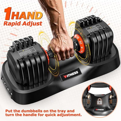 Adjustable Dumbbells Set of 2, 1 Hand Adjustable Weights Dumbbells Set, 5 in 1/10 in 1 Free Dumbbell with Anti-Slip Texture Handle, 25/55/80lb Pair Weight Set For Home Gym Suit both Men and Women