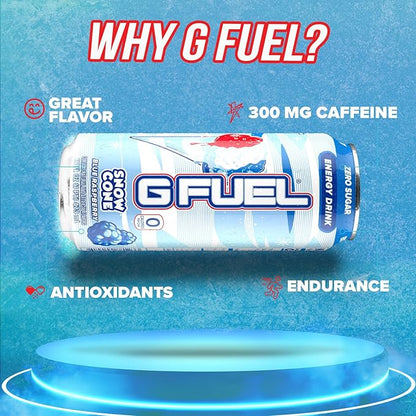 G Fuel Energy Drink, Snow Cone, Sugar Free Beverage with 300mg Caffeine, Daily Energy Boost with Focus Amino, Vitamin + Antioxidants, 16 oz Cans (Snow Cone, 12-Pack)