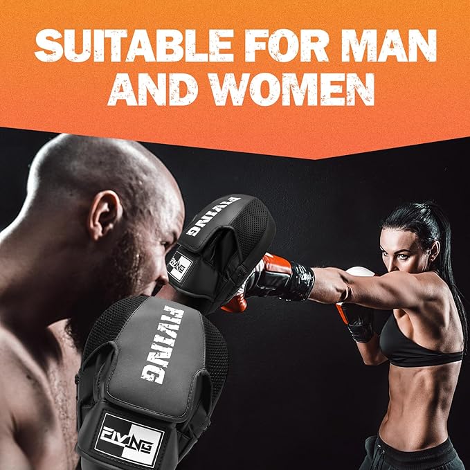 Boxing Pads for Men, Women, & Kids, Leather Focus Mitts for Martial Arts, Boxing Training, Curved Punch Mitts for Karate, Kickboxing,Muay Thai, Taekwondo