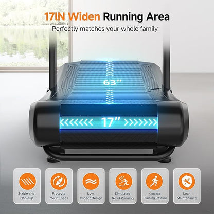 RUNOW Curved Treadmill with 4 Resistance Levels Non Motorized Manual Treadmill with LCD Display,Self Generated Air Runner for Home & Commercial Use 450LBS Capacity