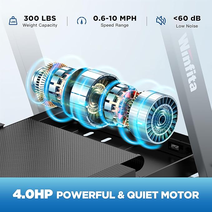 4.0HP Treadmills for Home, Folding Treadmill with 15% (8.5°) Auto Incline, 300 LBS Capacity, 10 MPH Speed, 18''x50'' Wide Belt, Bluetooth, App, 64 Preset Programs, Pulse Monitor, BMI Detector