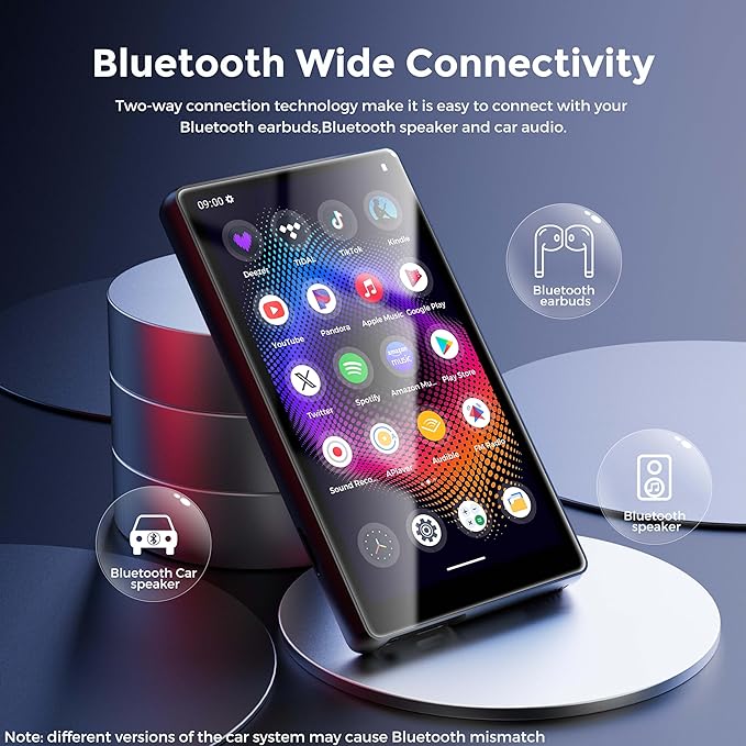 128GB MP3 Player with Bluetooth and WiFi，Music Video Player with Spotify Pandora,Amazon Music, 5" Touch Screen Android MP4 MP3 Player for Kids with Audible, YouTube, Spotify Kids,up to 256GB(Black)