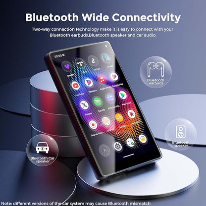 128GB MP3 Player with Bluetooth and WiFi，Music Video Player with Spotify Pandora,Amazon Music, 5" Touch Screen Android MP4 MP3 Player for Kids with Audible, YouTube, Spotify Kids,up to 256GB(Black)