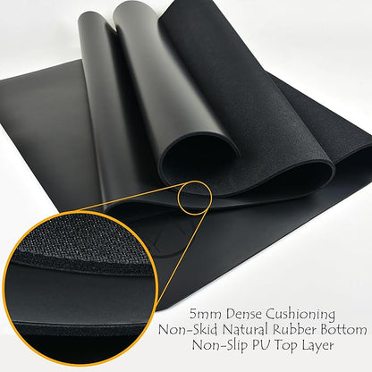 Tatago Hot Yoga Mat Non Slip-Professional Grade Natural Rubber Yoga Mat, Pliates Mat, Stretching Mat or exercise mats for home workout. Nonslip for Hot and Sweaty Classes. Includes Yoga Strap for Carrying and Stretching too.