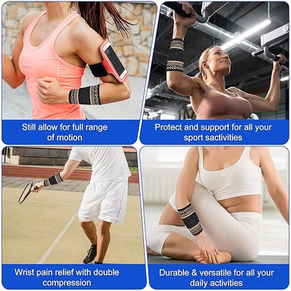 1 Pair Copper Wrist Compression Brace, Elastic Wrist Support Sleeve Sports Hand Wristlet Wrap for Women Men Gym Fitness, Workout, Typing, Weightlifting, Yoga(X-Large)