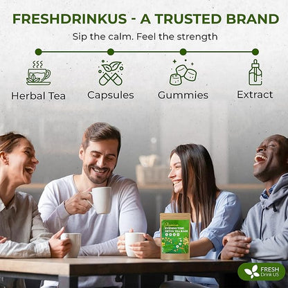 FreshDrinkUS, Evening Time Detox Herbal Tea – 30 Tea Bags – Caffeine-Free Blend with Senna, Peppermint, Chamomile, Licorice, Ginger, Reishi Mushroom – Relaxing Herbal Infusion – Non-GMO & Natural