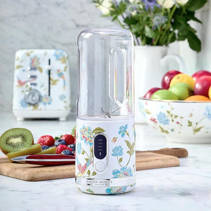 Laura Ashley Portable Blender for Smoothies by VQ - Compact, Powerful & Easy to use USB Rechargeable Mini Blender for Shakes and Smoothies with 450 mL Bottle - Smoothie Blender for Kitchen/Gym/Travel