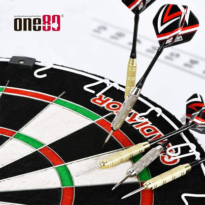 Gladiator Dartboard with Top-Grade African Sisal and Sword Edge Staple Free Wire Spider for Maximum Scoring Potential and Less Bounce Outs