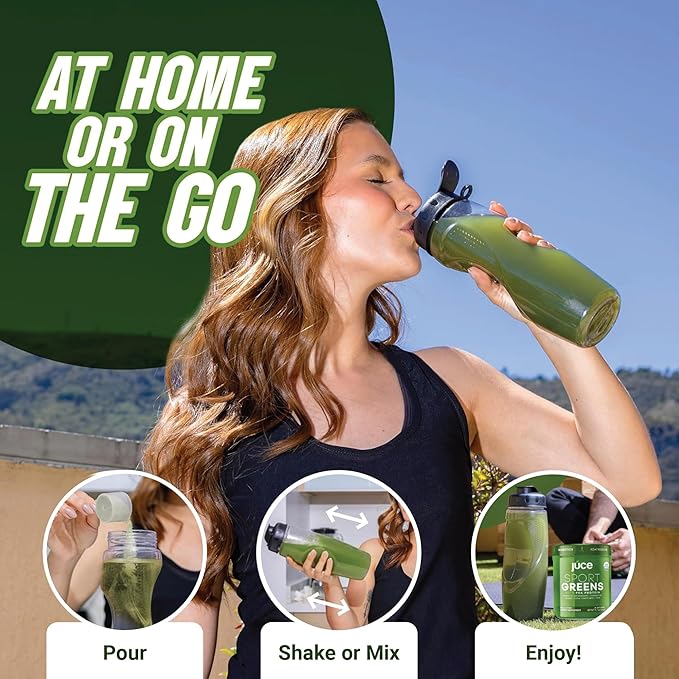 Juce SG7 Sport Greens Powder Supplement | Organic Plant Based Protein | Green Juice Powder | Probiotics | Mushrooms | Mixed Berry Flavor | 30 Servings | By Terra Kai Organics