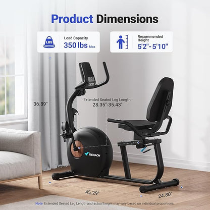 MERACH Recumbent Exercise Bike for Home with Smart Bluetooth and Exclusive App Connectivity, LCD, Heart Rate Handle, Magnetic Recumbent Bikes S08/S23