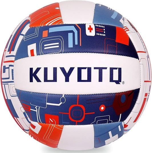 KUYOTQ Official Size 5 in&Outdoor Beach Volleyball,3MM Thickened Surface Soft Leather Youth Womens Mens Volleyball for Game Gym Training(Deflated)