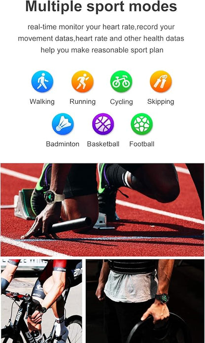1.28" IPS Tactical Smart Watch for Men Activity Fitness Tracker with 400mAh Large Battery Outdoor Bluetooth Call Heart Rate Sleep Monitor Pedometer IP68 Waterproof Sport Watch for Android iOS