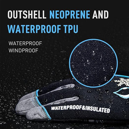 HANDLANDY Waterproof Insulated Work Gloves, 3M Thinsulate Thermal Winter Gloves for Men Women Touch Screen, Warm Ski Snowboard Cold Weather Gloves (2XL, Blue)