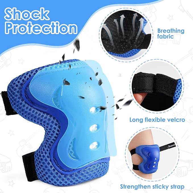 BOSONER Kids/Youth Knee Pad Elbow Pads Guards Protective Gear Set for Roller Skates Cycling BMX Bike Skateboard Inline Skatings Scooter Riding Sports