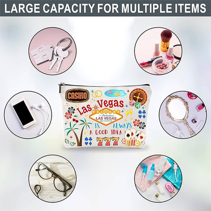 Las Vegas Souvenirs Cosmetic Bags For Women，Las Vegas Is Always a Good Idea, Make Up Bag For Traveling, Toiletry Pouch, Small Zipper Storage Bag, Las Vegas Themed Gifts, Women Essentials - D03