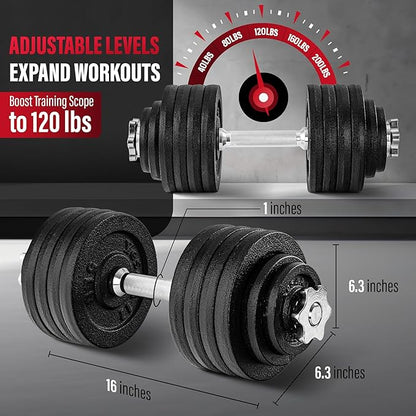 Yes4All Old School Adjustable Dumbbell Set with Weight Plates, Star Lock Collars/Connector, 40lbs to 200lbs Adjustable Weight Plates Set