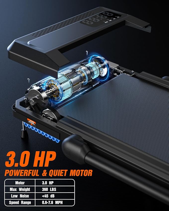 WELLFIT Treadmill for Home, 2 Level Incline Heavyduty Treadmill with Pulse Sensor, 4.0 HP, 1.0-10.0 MPH, 450/360 lbs Capacity, Large Running Area Treadmills with Bluetooth Player & LED Display