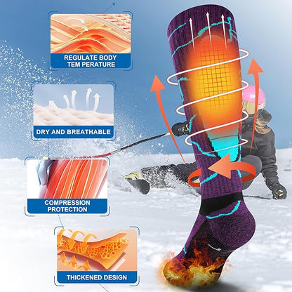 Hylaea Merino Wool Ski Socks, Cold Weather Socks for Snowboarding, Snow, Winter, Thermal Knee-high Warm Socks, Hunting