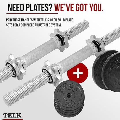 TELK – Adjustable Dumbbell Set – Home Gym Weight Set with Baked Enamel Cast Iron Plates – Space-Saving Free Weights for Strength Training