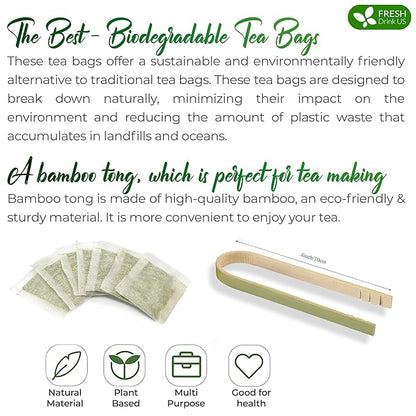 FreshDrinkUS Premium Sage Leaf Tea Bags, 100% Natural & Pure. Loose Leaf Herbal Tea. Made with Natural Material Tea Bags. No Sugar, No Caffeine, No Gluten, Vegan