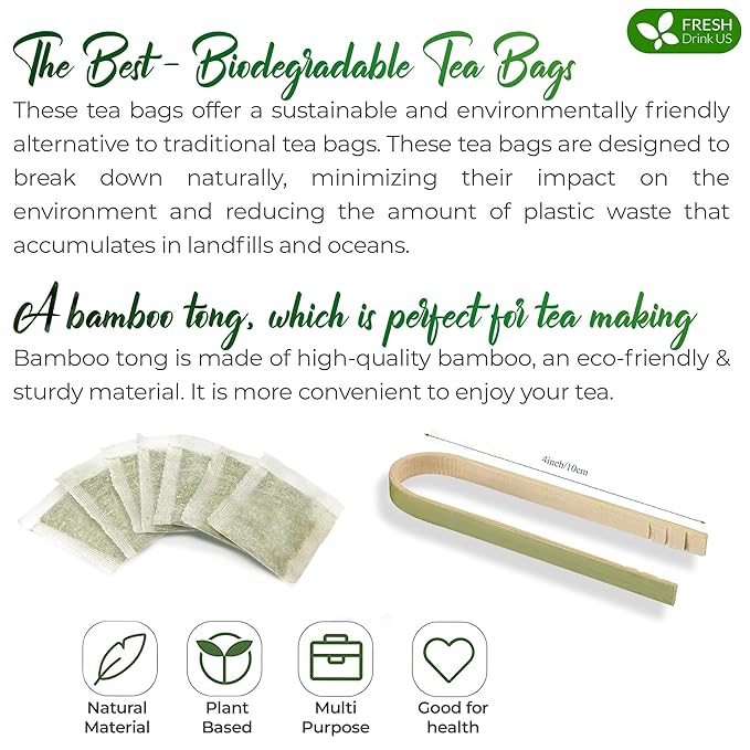 FreshDrinkUS, Premium 15 Sage Leaf Tea Bags, 100% Natural & Pure from Sage Leaves. Loose Leaf Sage Herbal Tea. Made with Natural Material Tea Bags. No Sugar, No Caffeine, No Gluten, Vegan.