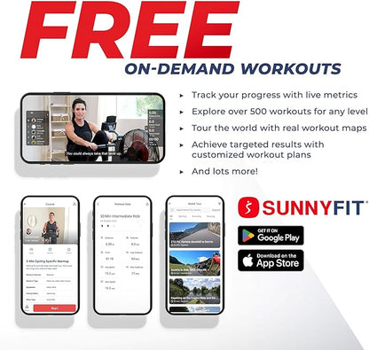 Sunny Health & Fitness Flip & Foldable Rowing Machine for Home w/Extended Slide Rail, Full-Body Workout, Low-Impact, Optional Extra Long Rail, Quiet Rail Cover, Water Motion and Free SunnyFit App