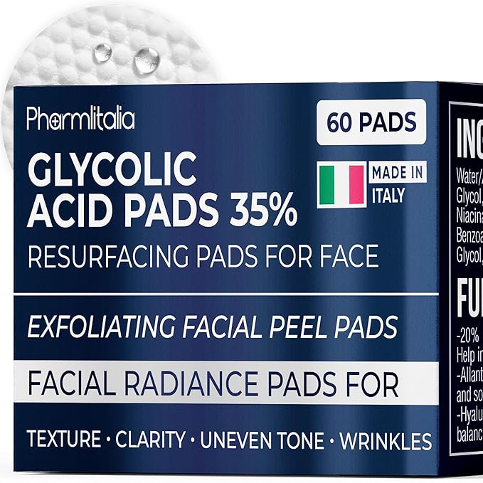 Glycolic Acid Pads - Resurfacing Pads for Face 35% - Exfoliating Peel Pad for Body and Dark Spots - Fine Lines and Wrinkles - 60 Count