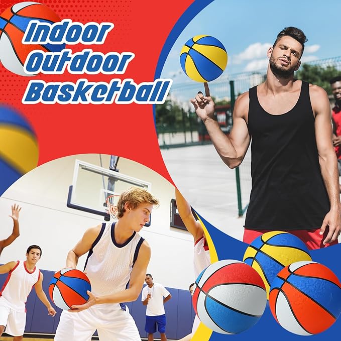 Jerify 12 Pcs 29.5" Official Size 7 Basketballs Bulk Rubber Standard Basketballs with Pump Indoor Outdoor for Training Play