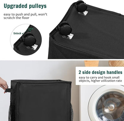 Yoga Mat Storage Racks, Home Gym Storage Rack with Wheels, Yoga Mat Holder Side 2 Mesh Pockets, Yoga Storage Basket Holds 4 Yoga Mats, 2 Foam Rollers, 6 Resistance Bands