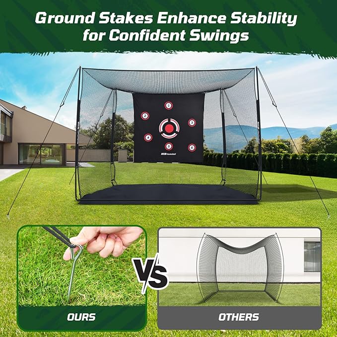 Haokelball Golf Hitting Cage,10x8x6ft Golf Practice Net with Target Cloth & Carry Bag, Heavy-Duty Golf Cage Net for Backyard, Indoor & Outdoor