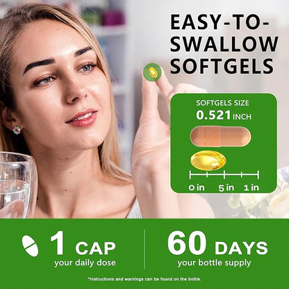 Green Tea Extract Softgels, High Absorption Green Tea Softgel Capsules for Energy Metabolism Antioxidant Immune Skin Heart Support, Herbal Supplement 50% EGCG for Men & Women,Non-GMO,2 Month Supply