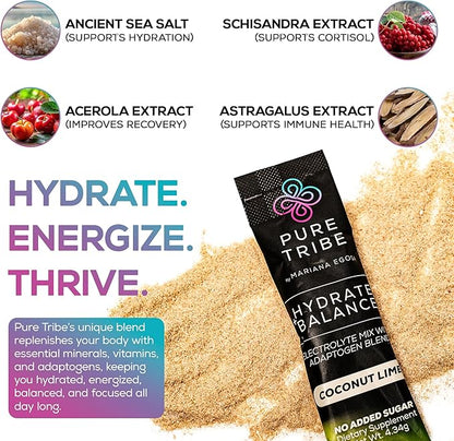 Electrolytes Powder Packets - Sugar Free Hydration Powder Drink Mix Loaded with 6 B Vitamins & Minerals - Energy Drink for Muscle and Mood Support - Coconut Lime Flavor Adrenal Cocktail - 30 Servings