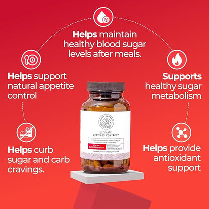 Happy Mammoth Ultimate Cravings Control – Sugar & Carb Cravings Support, Chromium, Natural Appetite Management & Metabolism Supplement for Adults, Non-GMO, No Gluten, Dairy, Soy or Sugar, 48 Capsules