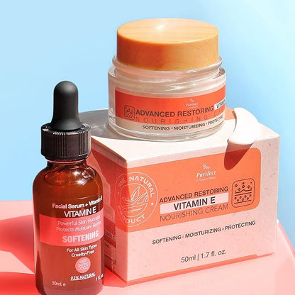 Facial Moisturizer Vitamin E Cream Advanced Restorring Tightening and Lifting Vitamin A C E Retinol Collagen Hyaluronic Acid Anti-Aging Wrinkle Correction Hydrating Brightening 50ml 1.7fl oz