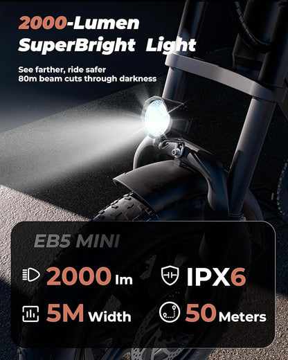 Electric Bike for Adults,Peak 1000W/1500W Motor,20/28MPH 55-150Mile ebikes for Adults with 10.4AH/13AH/26AH Battery,20" Fat Tire Electric Dirt Bike Commuting Off Road Ebike, UL2849