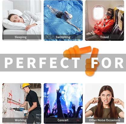 Ear Plugs for Swimming, Soft Ear Plugs for Sleeping Noise Cancelling, Reusable Ear Plugs for Noise Reduction, Ear Protection, Silicone Earplugs for Swimming, Sleeping, Snoring, Work, Concerts, 8 Pairs