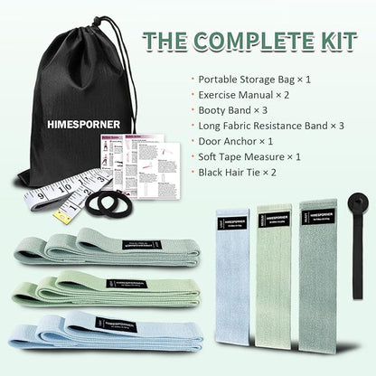 Wide Fabric Resistance Bands Set for Working Out, Non-Slip Exercise Booty Bands for Women & Men Leg and Glutes with Hair Ties and Tape Measure - for Home Gym Workout, Yoga, Pilates