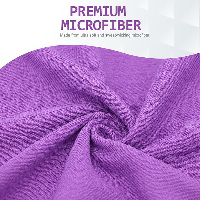 Eunzel Yoga Towel,Hot Yoga Mat Towel with Grip Dots Sweat Absorbent Non-Slip for Hot Yoga, Pilates and Workout 24" x72", Purple