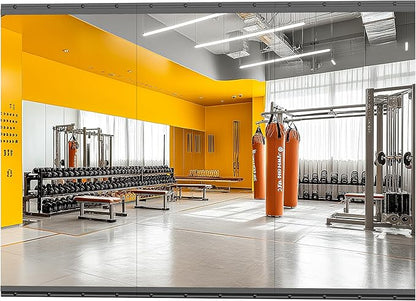 Hasipu 3 Pcs 48''x24'' Home Gym Mirror Large Full Length Wall Mounted Full Body Mirror for Yoga Dance Fitness Exercise Studio Bedroom Garage, Frameless Tempered Glass Workout Mirrors Black Rectangular