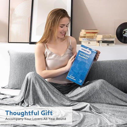 HOMFINE Cooling Blankets for Hot Sleepers - Summer Blanket Thin Lightweight Breathable Soft Double Side Enhanced Cooling for Bed Couch Sofa, Keep Cool for Night Sweats (Black, 60 x 80 inches)