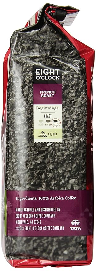 Eight O'Clock Coffee French Roast Ground Coffee, Medium Roast, 12 Ounce (Pack of 6) - Smoky & Complex