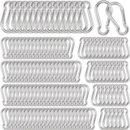 200Pcs Carabiner Clip Spring Snap Hook, M4 1.55 Inch Heavy Duty Galvanized Steel Spring Snap Hook, Quick Link Keychain Clip for Keys Swing Set Camping Fishing Hiking Traveling